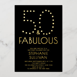 Minimaal Fifty en Fabulous 50ste verjaardagsfeestj Folie Uitnodiging