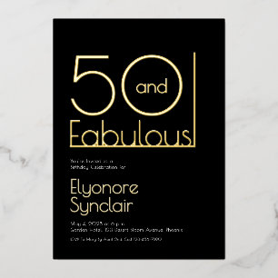 Minimaal Fifty en Fabulous 50ste verjaardagsfeestj Folie Uitnodiging