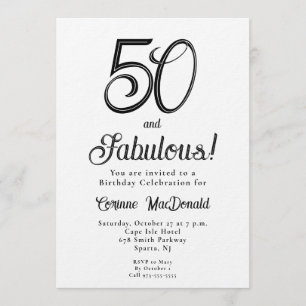 Minimaal Fifty en Fabulous 50ste verjaardagsfeestj Kaart
