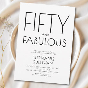 Minimaal Fifty en Fabulous 50ste verjaardagsfeestj Kaart