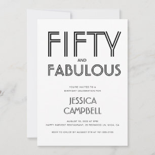 Minimaal Fifty en Fabulous 50ste verjaardagsfeestj Kaart