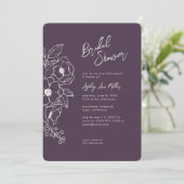 Minimaal Floral Botanisch Paarse Vrijgezellenfeest Kaart (Staand voorkant)