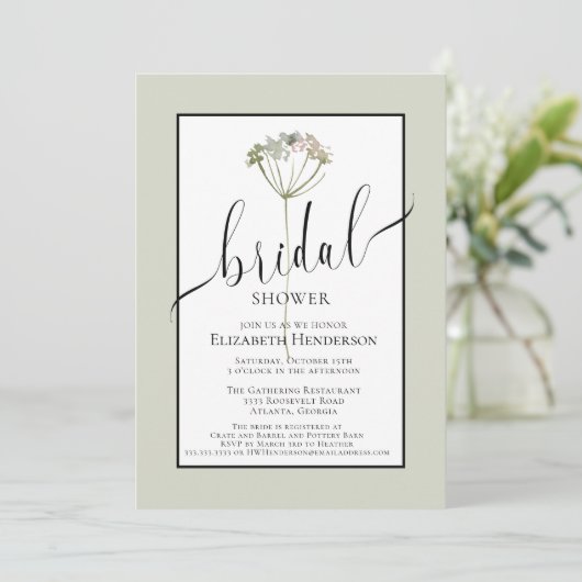 Minimaal Floral Sage Green Script-Vrijgezellenfees Kaart (Staand voorkant)