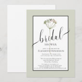 Minimaal Floral Sage Green Script-Vrijgezellenfees Kaart (Voorkant / Achterkant)