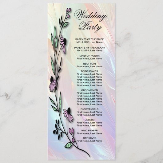 Minimaal Flower Wedding Programma Programmakaart (Achterkant)