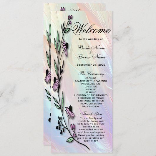 Minimaal Flower Wedding Programma Programmakaart (Voorkant / Achterkant)