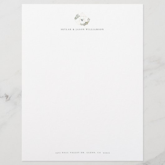 Minimaal Foliage Gold Geometric Monogram Terrarium (Voorkant)