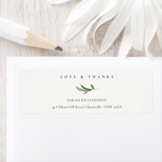 Minimaal Foliage Greenery Address Love & Bedankt Etiket (Insitu)