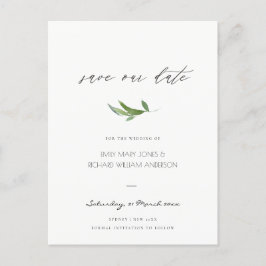 MINIMAAL FOLIAGE GREENERY WATERVERF BEWAREN DE DAT AANKONDIGINGSKAART