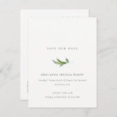 MINIMAAL FOLIAGE GREENERY WATERVERF BEWAREN DE DAT AANKONDIGINGSKAART (Voorkant / Achterkant)