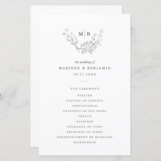 Minimaal formeel weddenschapsprogramma voor monogr (Voorkant / Achterkant)