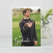 Minimaal foto Afstuderen en receptie uitnodiging (Staand voorkant)