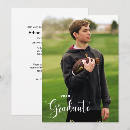 Minimaal foto Afstuderen en receptie uitnodiging (Voorkant / Achterkant)