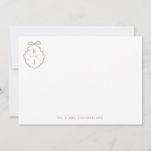 Minimaal Fotocollage Script Wedding Bow Monogram Bedankkaart (Achterkant)