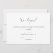 Minimaal fotohuwelijk script Elopement & Receptie Kaart (Achterkant)