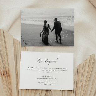 Minimaal fotohuwelijk script Elopement & Receptie Kaart