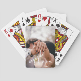 Minimaal Fotoschrift "Verloofd" Aangepaste Initial Pokerkaarten