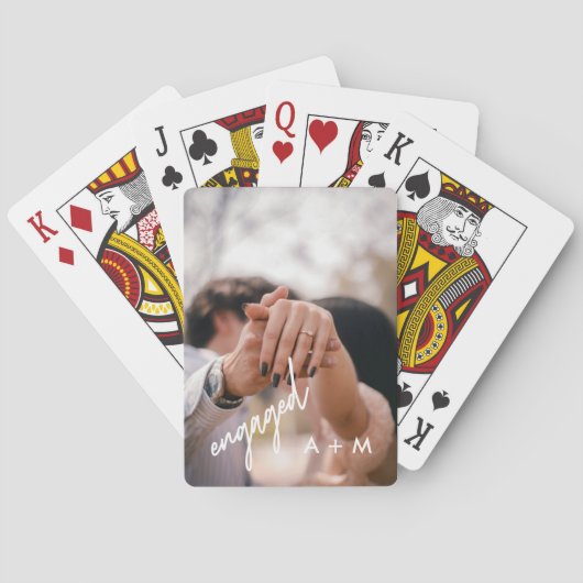 Minimaal Fotoschrift "Verloofd" Aangepaste Initial Pokerkaarten (Achterkant)