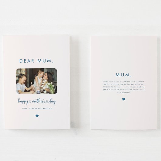 Minimaal fotoscript Hearts Happy Mothers Day Kaart