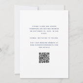 Minimaal fotoscript Navy Blue QR-code Save The Date (Achterkant)