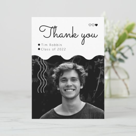 Minimaal fragment met foto-Afstuderen Bedankkaart (Staand voorkant)