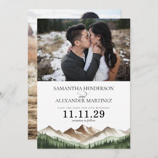 Minimaal gebergte save the date (Voorkant / Achterkant)