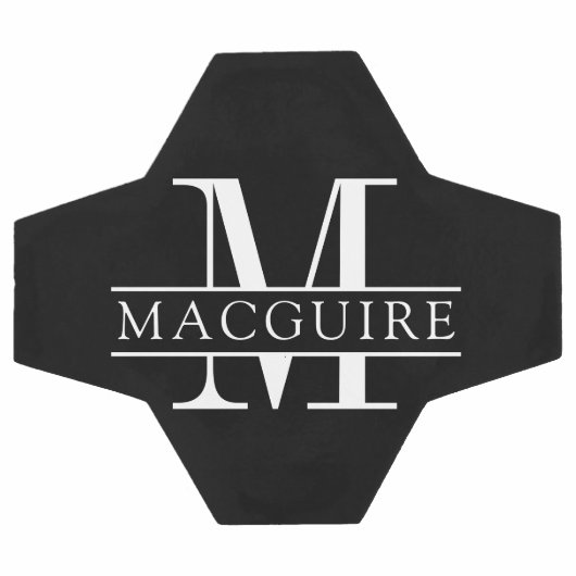 Minimaal gebold monogram | Naam Zwart Voetbal (Enkel)