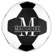 Minimaal gebold monogram | Naam Zwart Voetbal (Voorkant)