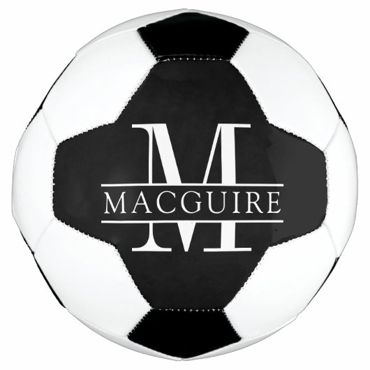 Minimaal gebold monogram | Naam Zwart Voetbal (Voorkant)