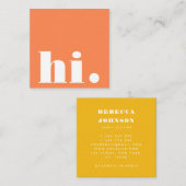 Minimaal gebold Oranje gele moderne Typografie Vierkante Visitekaartje (Voorkant / Achterkant)