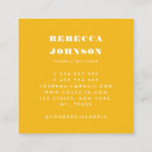 Minimaal gebold Oranje gele moderne Typografie Vierkante Visitekaartje (Achterkant)