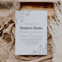Minimaal gedempte grijze wilde bloem Nuestra Boda