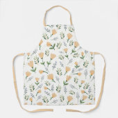 Minimaal Geel Bloemmotief Scandinavisch Schort (Voorkant)