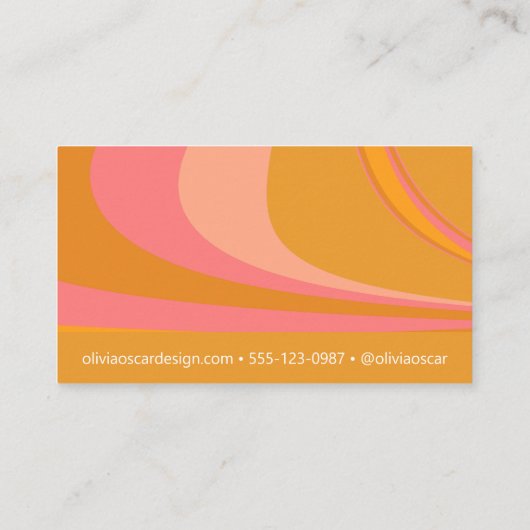 Minimaal geel roze unieke Abstracte marmeren kunst Visitekaartje (Achterkant)