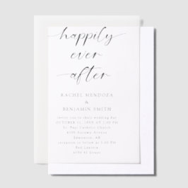 Minimaal gelukkig ooit na het huwelijk vellum uitnodigingen