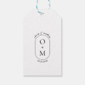 Minimaal geometrisch monogram met kalligrafie brui cadeaulabel (Achterkant)