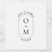 Minimaal geometrisch monogram met kalligrafie brui wijn etiket (Enkel label)