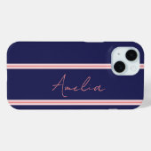 Minimaal gepersonaliseerd blauw roze Case-Mate iPhone case (Achterkant (horizontaal))