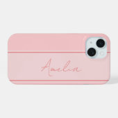 Minimaal Gepersonaliseerd Roze iPhone 15 Case (Achterkant horizontaal)
