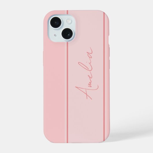 Minimaal Gepersonaliseerd Roze iPhone 15 Case (Achterkant)