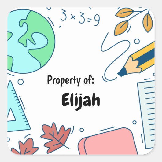 Minimaal gepersonaliseerd softwarepatroon voor gra vierkante sticker (Voorkant)