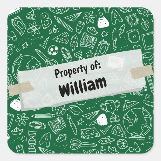 Minimaal gepersonaliseerd softwarepatroon voor gra vierkante sticker (Voorkant)