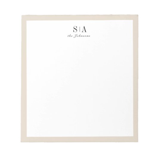 Minimaal gepersonaliseerde paren monogram banketba notitieblok (Voorkant)