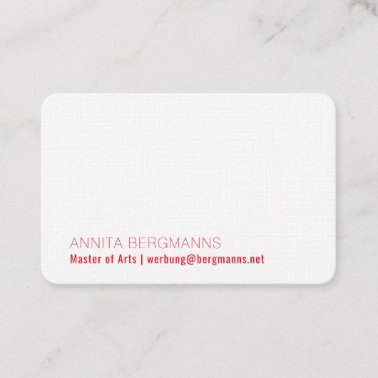 Minimaal gereduceerd rood visitekaartje (Voorkant)