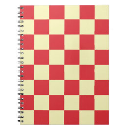 Minimaal geruit vintage rood en crème notitieboek
