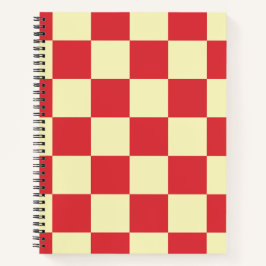 Minimaal geruit vintage rood en crème notitieboek