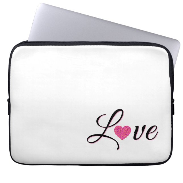 Minimaal gestippeld hartontwerp laptop sleeve (Voorkant)