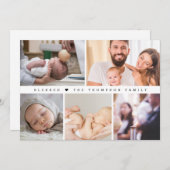 Minimaal Gezegend Hart Doop Fotocollage Bedankkaart (Voorkant / Achterkant)