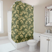 Minimaal Ginkgo-patroon in goud Douchegordijn (In situ)
