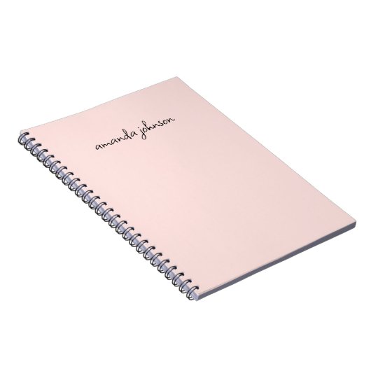 Minimaal Girly Simple Light Pink Monogram met voll Notitieboek (Rechterzijde)